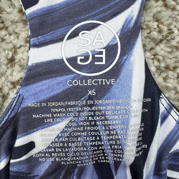 SAGE Collective Multi Set of 2 Crop Bra Top Leggings‎ Women's XS Blue Gray New - Picture 10 of 16